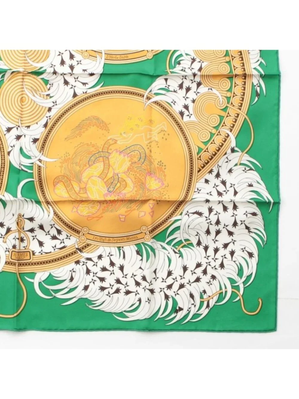Hermes Carre 90 Silk Legende Brodee Embroidered Legend Scarf Green 90 - Picture 5 of 10